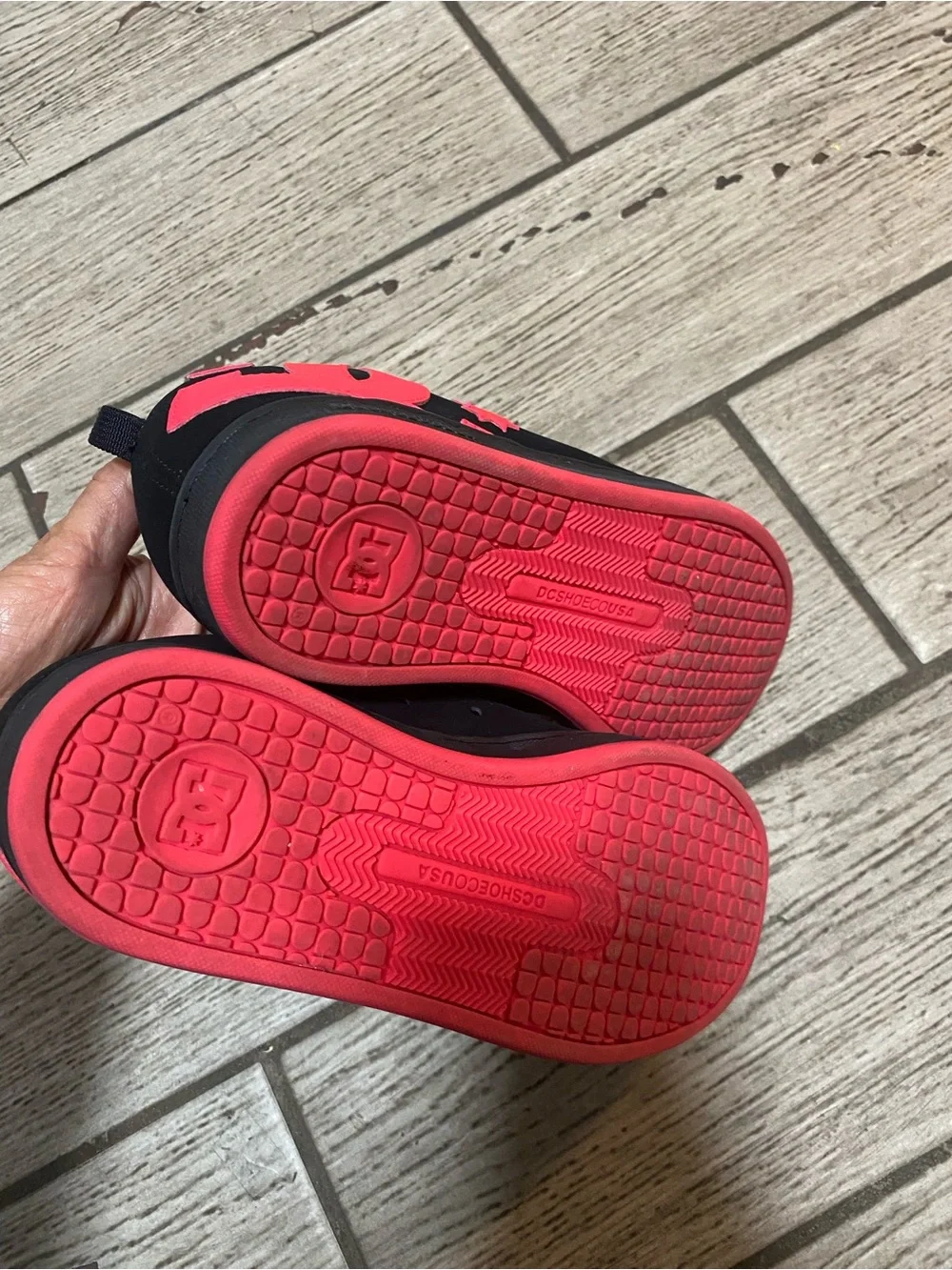 DC Black and Red Low-Top Skate Sneakers